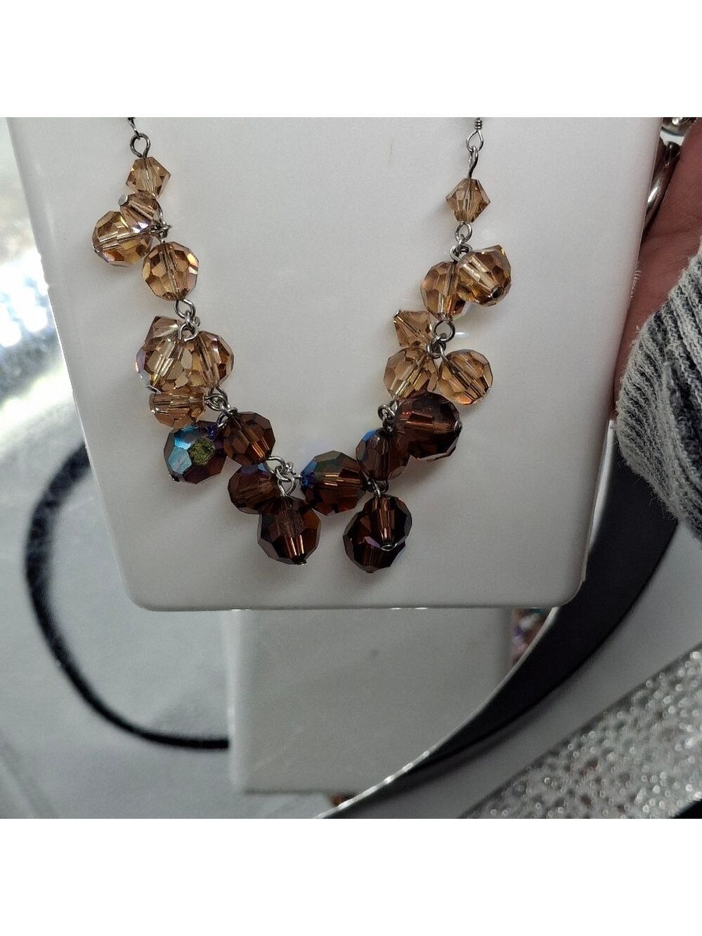 DOL Brown Beaded Swarvorski Crystal Necklace